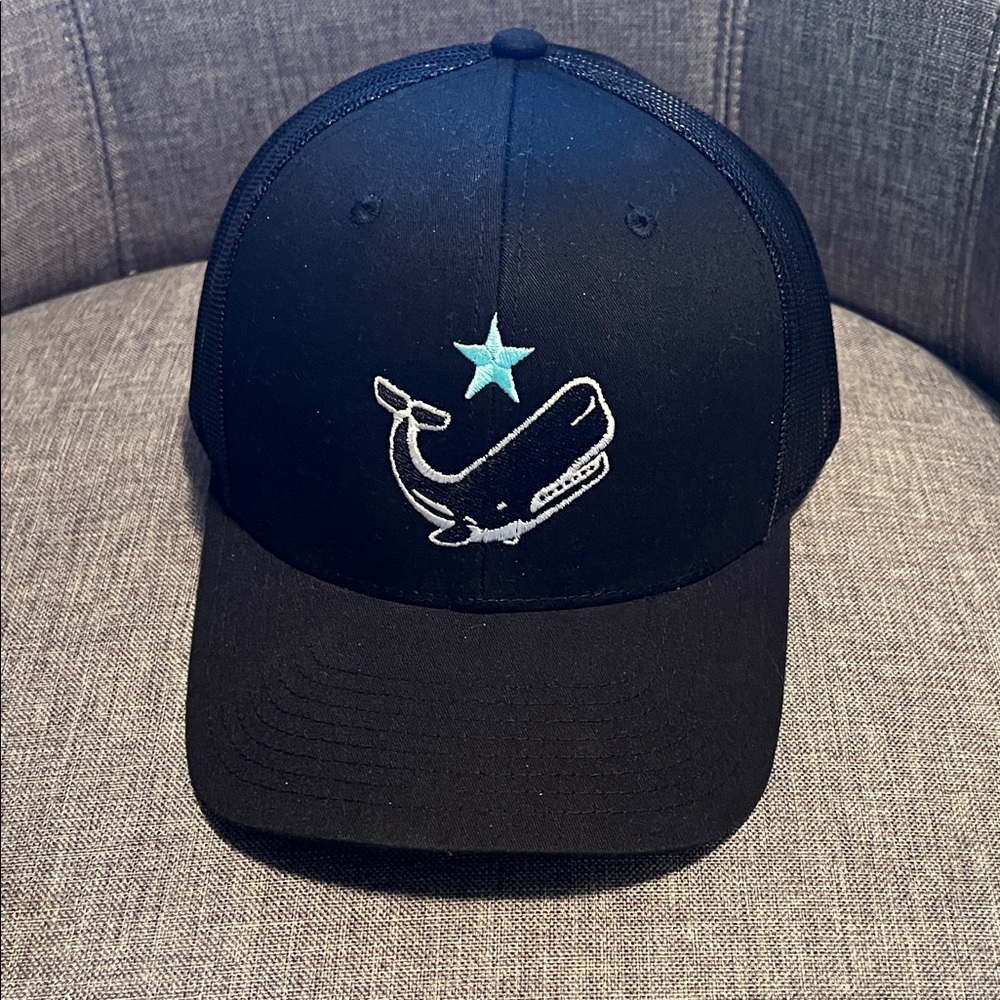 Black Cap with Whale and Star Design